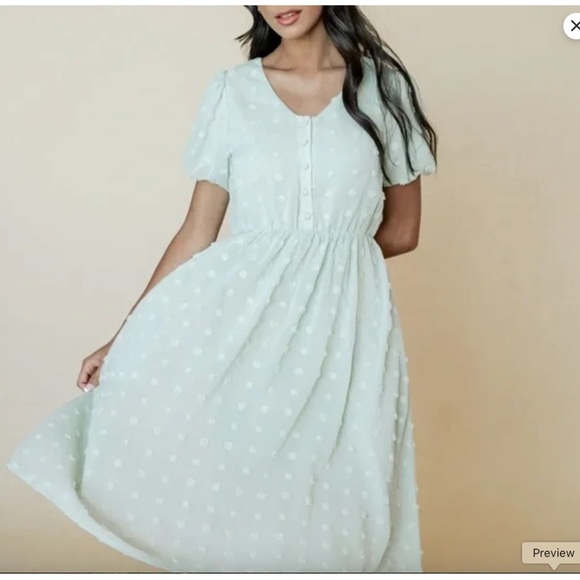 Baltic Born Dresses & Skirts - Baltic Born | Mila Sage Green Dress with Swiss Polka Dots - Size XL
